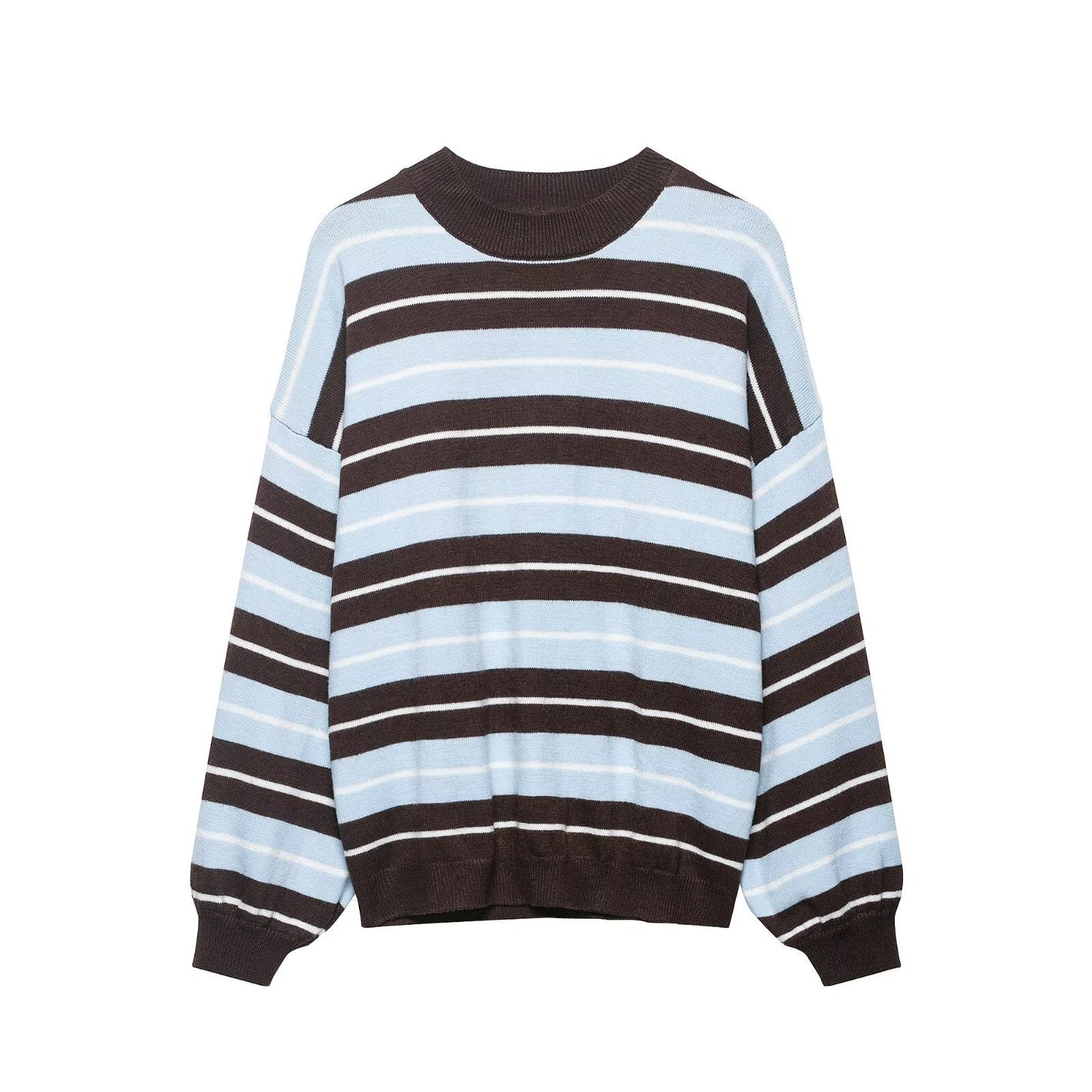 Hooded contrasting striped knitted sweater
