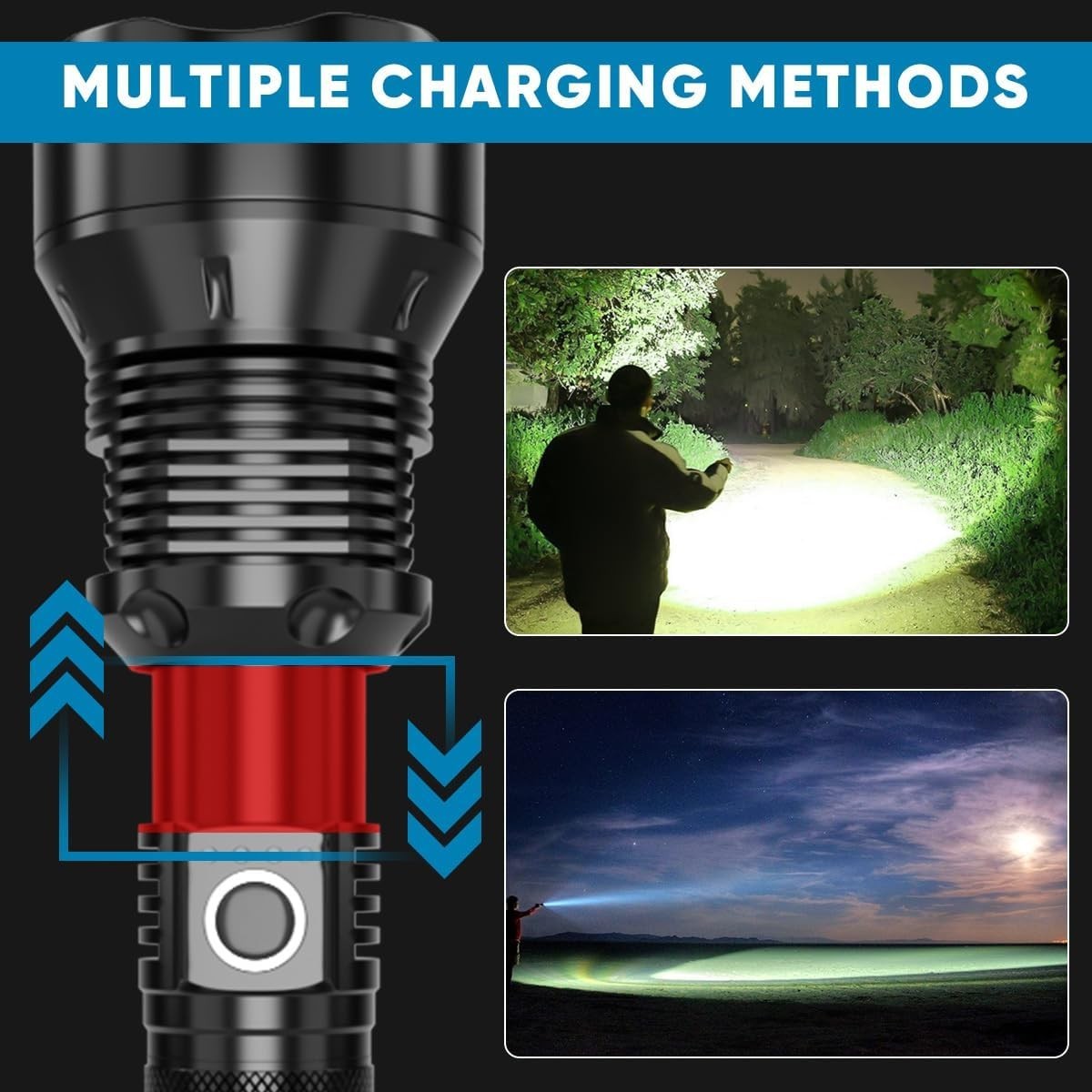 Super Bright Powerful LED Flashlight Torch P90 Rechargeable Zoomable