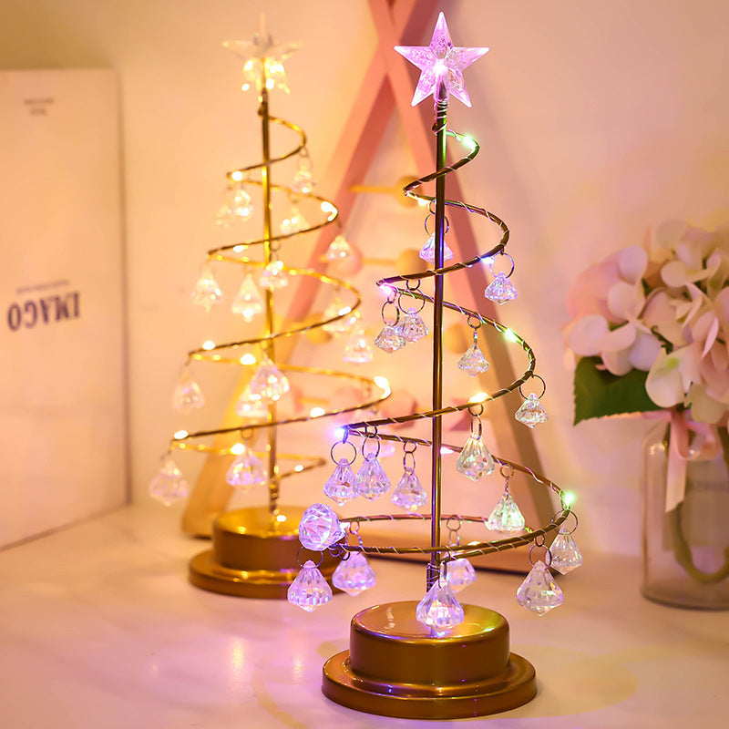 Lampe de table à suspendre LED Arbre de Noël Lampe de nuit Arbre en cristal