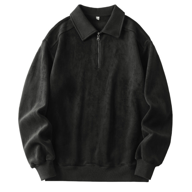 Mens Lapel Half-zip Sweatshirt Fleece Long Sleeve - Stuffs & Savers