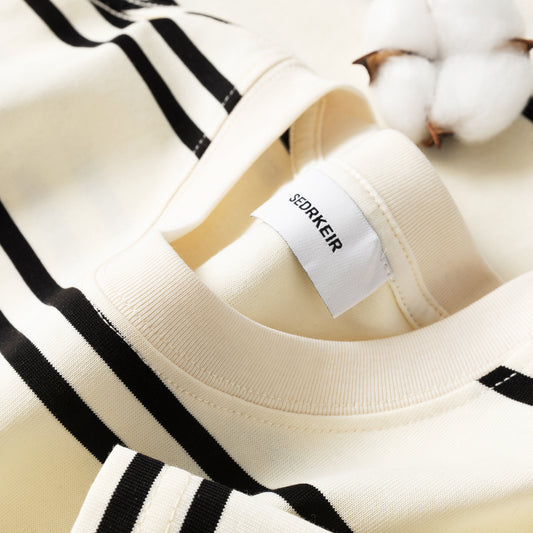 Vintage Stripe Short-sleeved T-shirt- Loose Men's Half Sleeve Wear