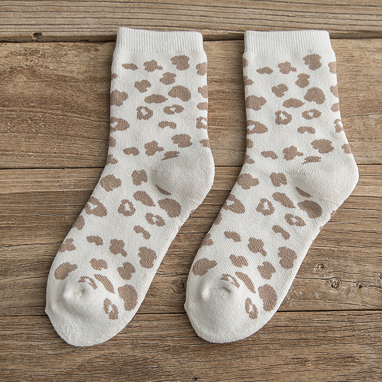 Chaussettes tube léopard à pois pour femmes