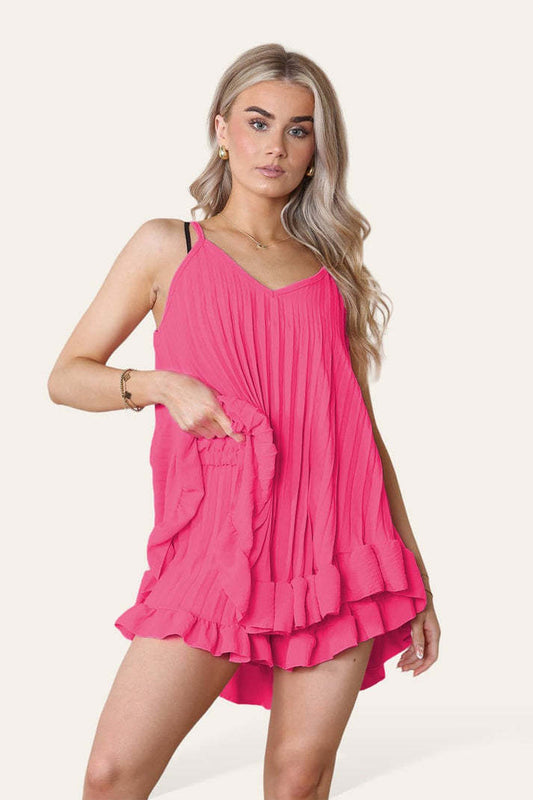 Cami Pleated Frill Hem Set
