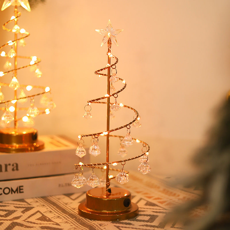 Lampe de table à suspendre LED Arbre de Noël Lampe de nuit Arbre en cristal