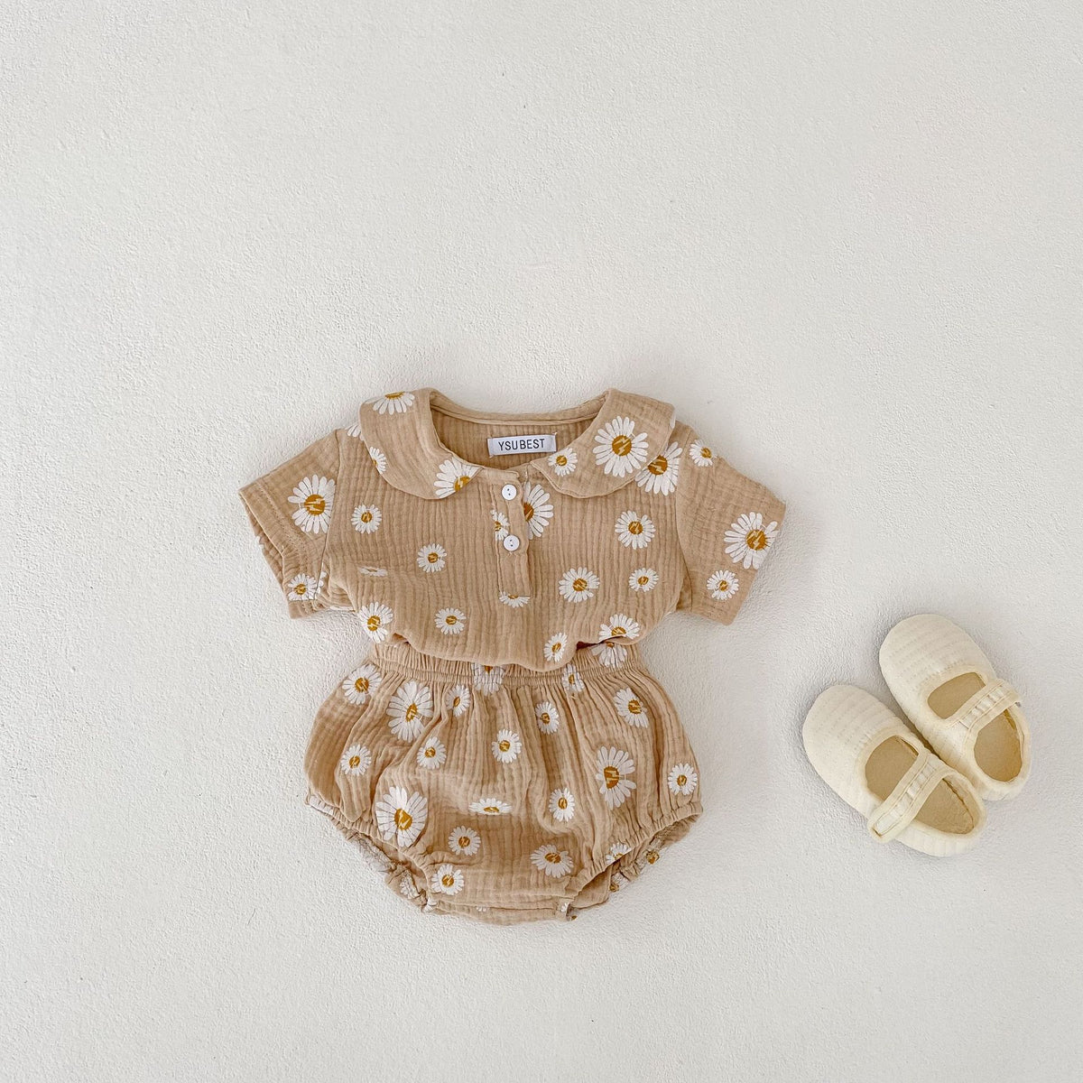 Baby Girl Doll-Collar Short-Sleeve Set