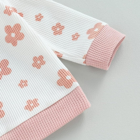 Children's New Flower Print Sweater Suit