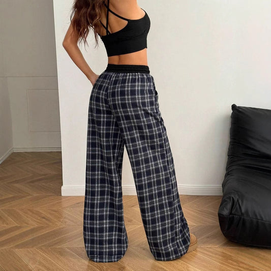 Retro Plaid Loose Casual Pants