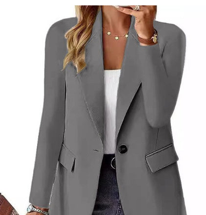 Veste à revers boutonnée pour femme - Blazer de costume décontracté