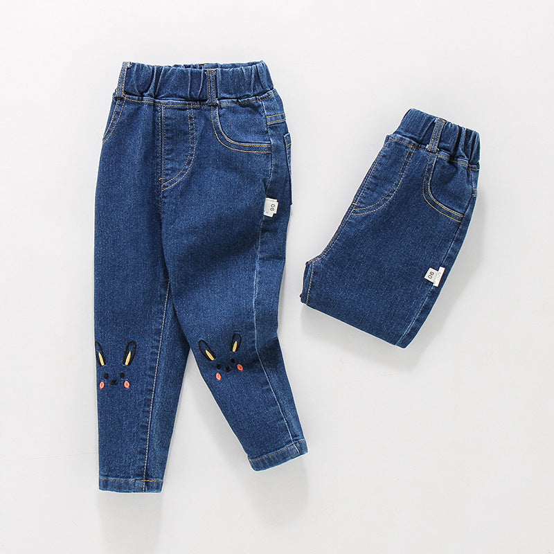 Jeans décontracté en coton extensible pour filles