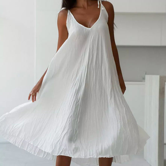 White Comfortable Sling Dress