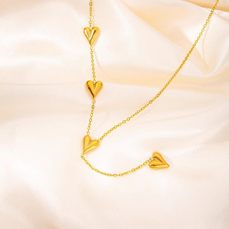 Tassel Peach Heart Necklace Titanium Steel