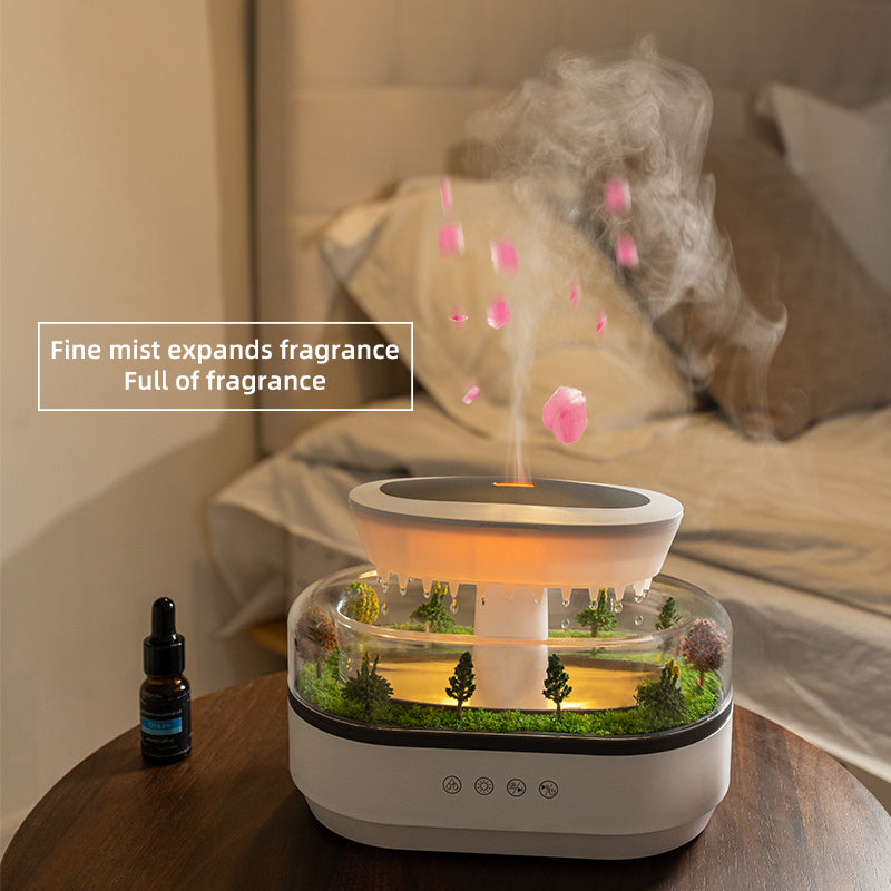 Humidificateur d'air goutte de pluie brume fraîche intelligente pour paysage de jardin, arbre de Noël, diffuseur d'arômes d'huiles à bruit blanc, portable