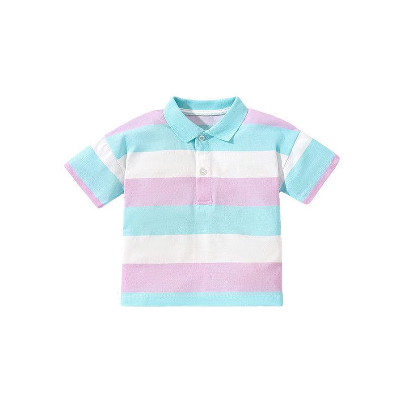 Polo Shirt Short Sleeve Striped Cotton Boy - Stuffs & Savers