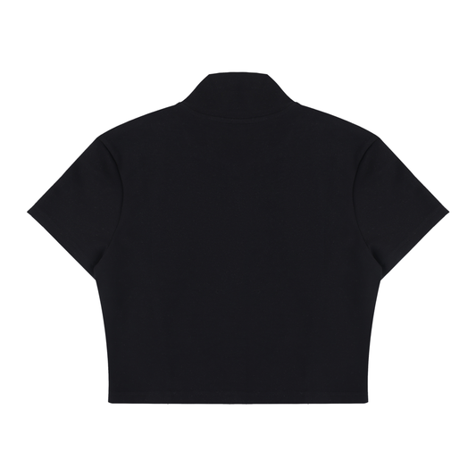 Women's Cropped Full Zip Short Sleeve T-Shirt 220GSM