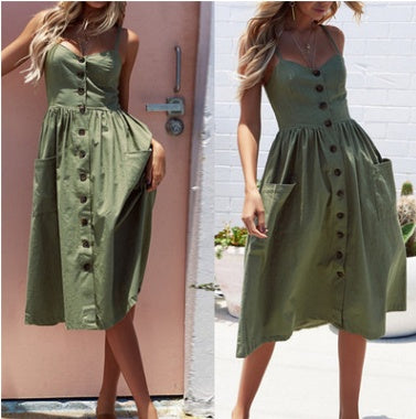 Suspender button dress