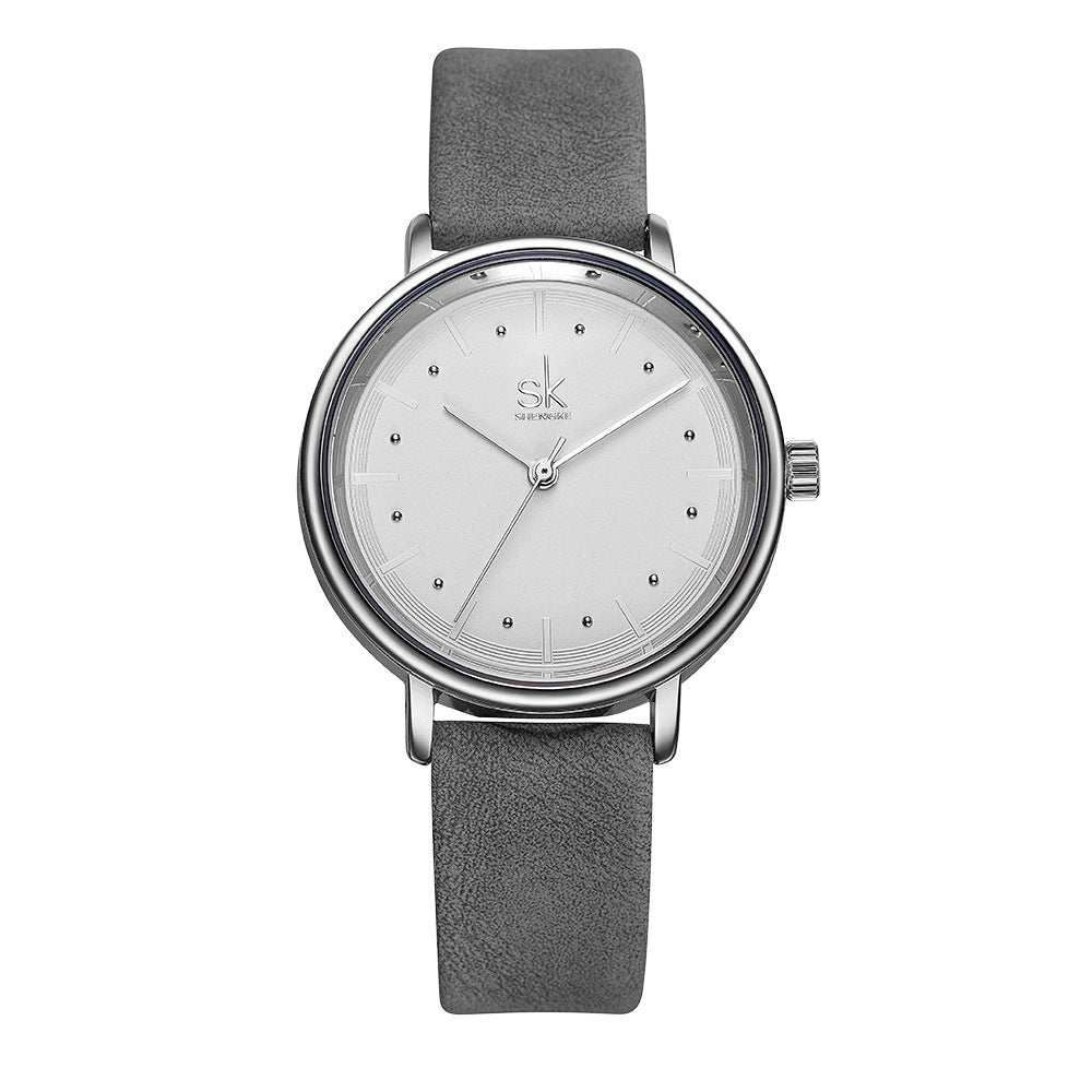 Montre ronde Shengke SK à quartz avec bracelet en fibre et étanchéité