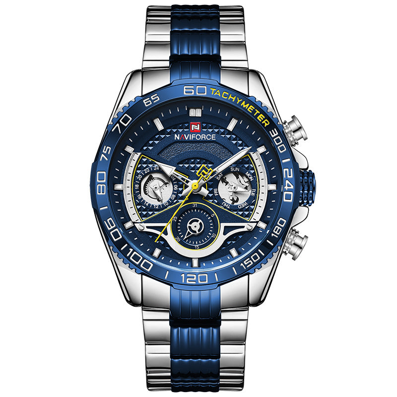 NAVIFORCE Men'S Watch Six-Pin Steel Band Watch