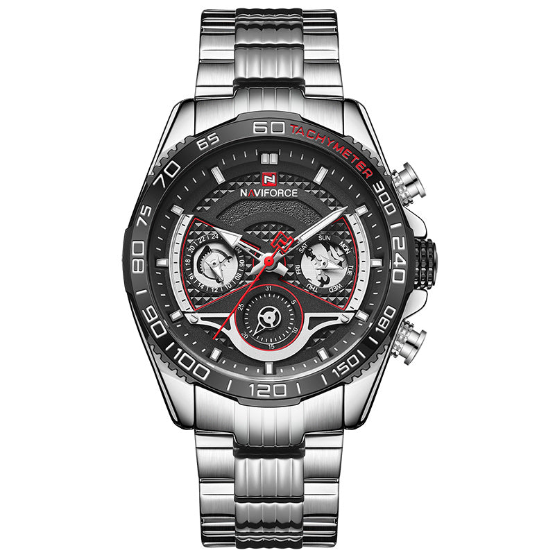NAVIFORCE Men'S Watch Six-Pin Steel Band Watch