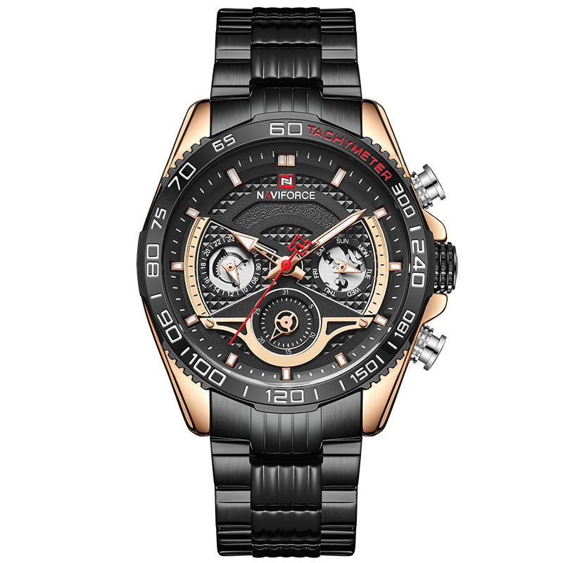 NAVIFORCE Men'S Watch Six-Pin Steel Band Watch