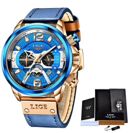 LIGE Men's Multifunction Sports Waterproof Watch