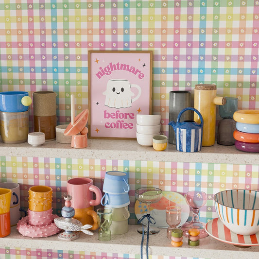 NIGHTMARE BEFORE COFFEE PINK PRINT