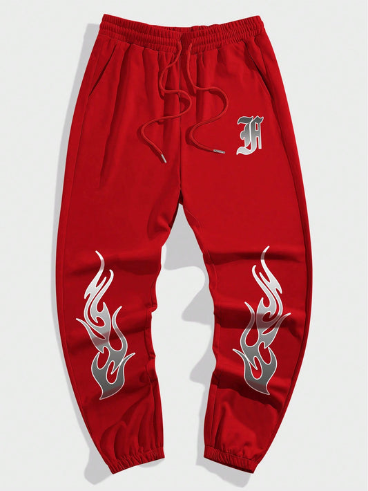 Manfinity LEGND Pantalon De Survêtement À Cordon Imprimé Flamme Pour Homme