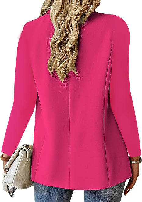 Veste à revers boutonnée pour femme - Blazer de costume décontracté