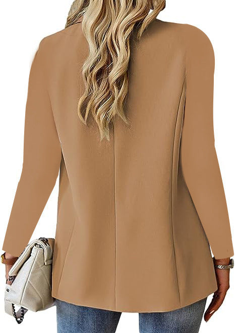 Veste à revers boutonnée pour femme - Blazer de costume décontracté
