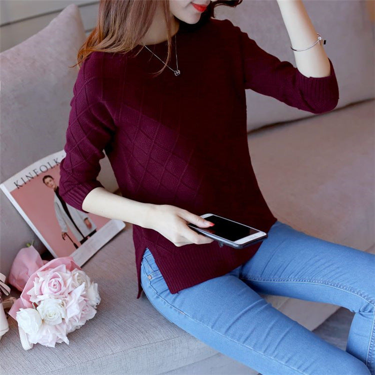Fashion Loose Sweater Women's Round Neck Pullover Solid Color Long Sleeve Women - Stuffs & Savers