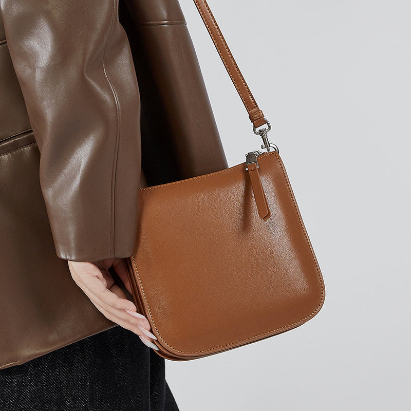 Women's Bucket Underarm Bag - Genuine Leather Hobo