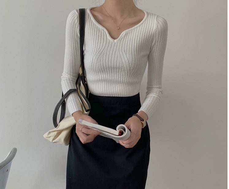 Collar Sweater Women Wear All-match Loose Pullover Knitted Sweater - Stuffs & Savers