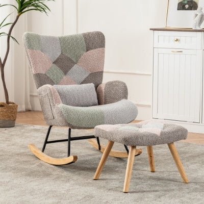 Rocking Accent Armchair With Ottoman With Footstool