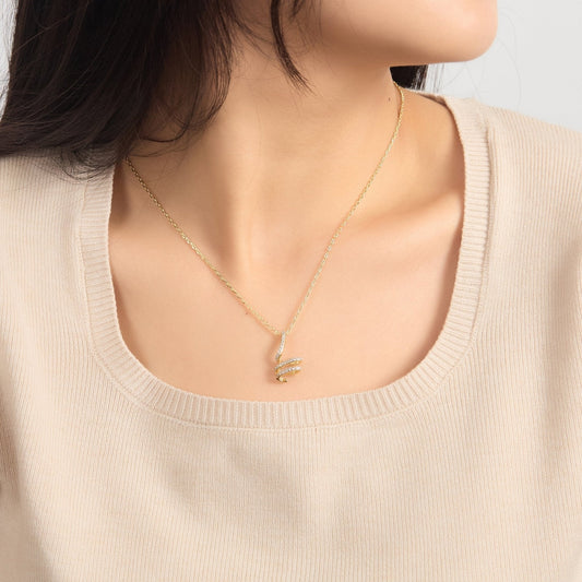 18k Gold Plated Spiral Twist Necklace Created with Zircondia® Crystals