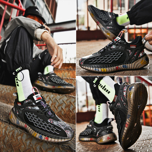 Chaussures Homme Nouveau Printemps Respirant Chaussures de Course Marée Nationale Chaussures de Sport Homme Printemps et Automne Chaussures Décontractées Homme AJ Chaussures Papa