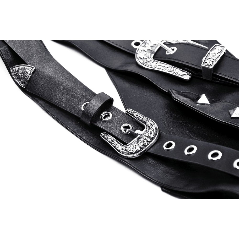 Dark in Love Elvira Faux Leather Layered Goth Waist Belt