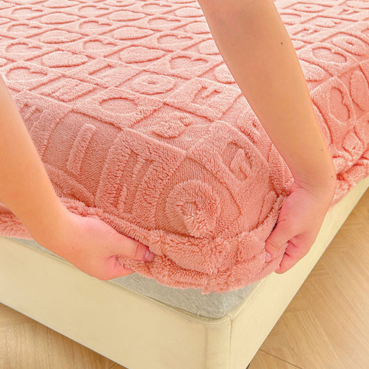 Milk Fiber Fitted Sheet Solid Color Tower Velvet Three-dimensional Carved