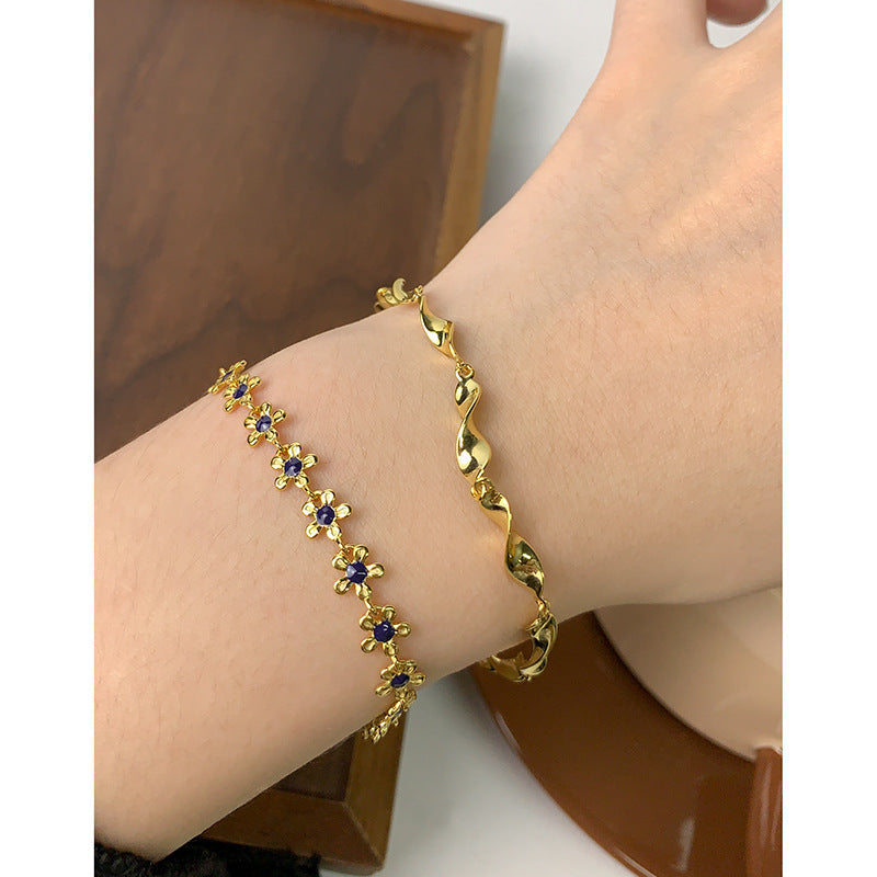 Bracelet glaçure coulée fleur