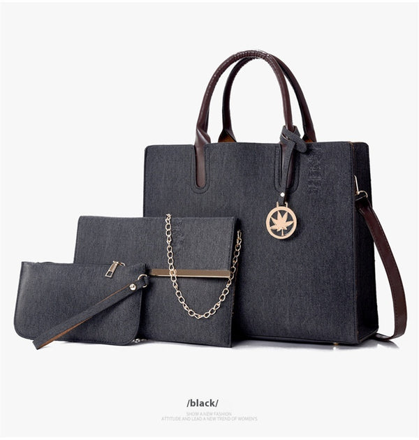3-Piece PU Leather Handbag Set