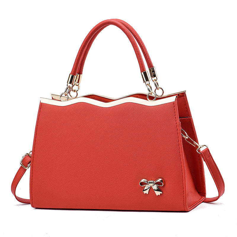 Bowknot Handbag - Elegant PU Leather Messenger Bag