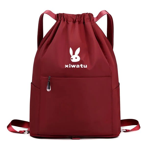 Drawstring Folding Backpack - Portable Nylon Daypack
