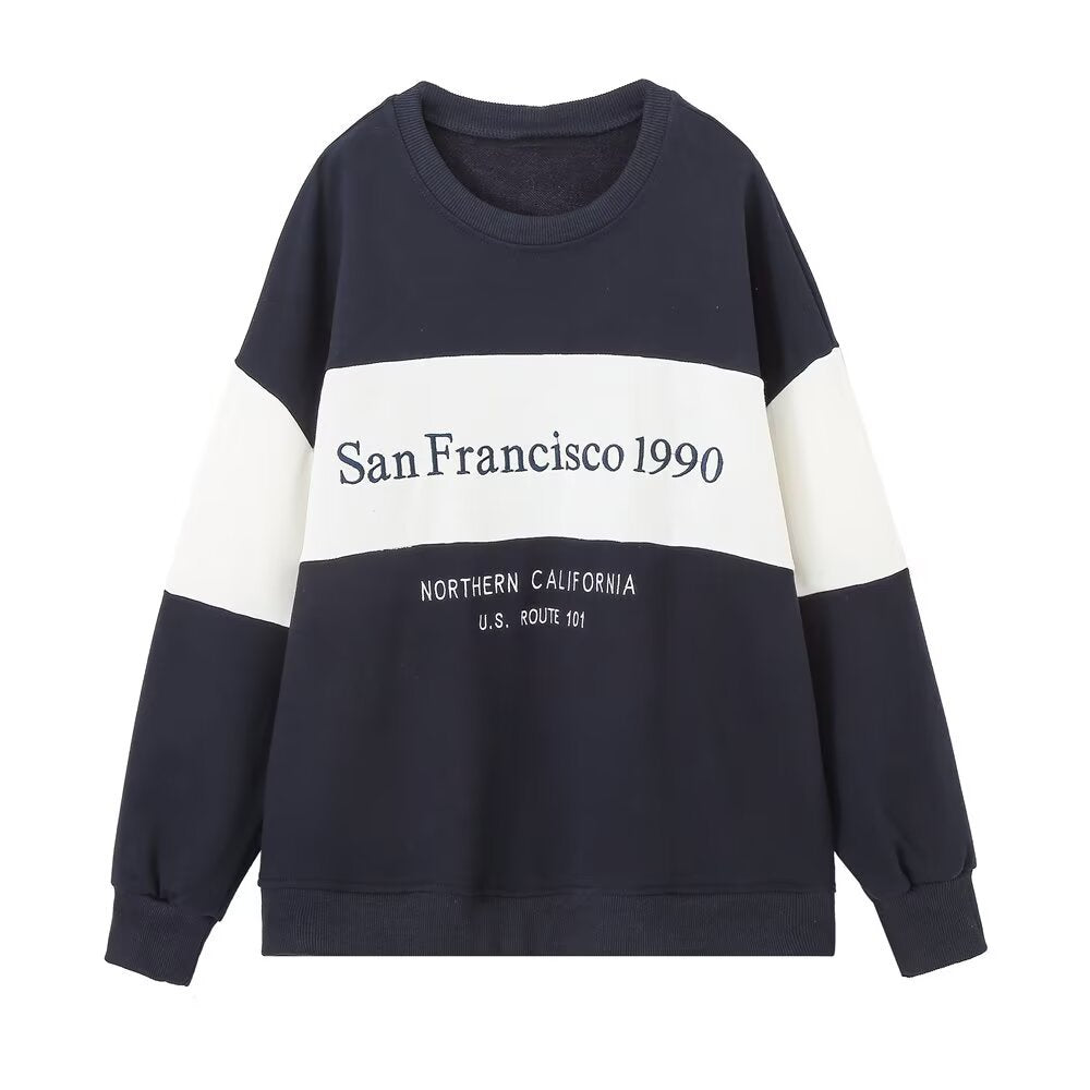 Simple and versatile text embroidered hoodie