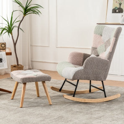 Rocking Accent Armchair With Ottoman With Footstool