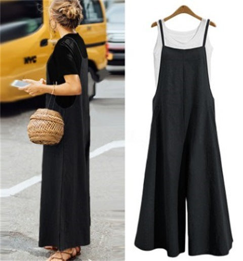 Simple suspender jumpsuit