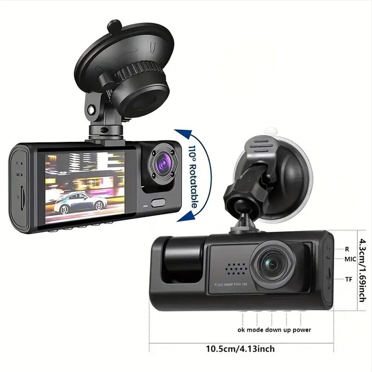 Car Dash Cam Recorder 1080P Dual Lens