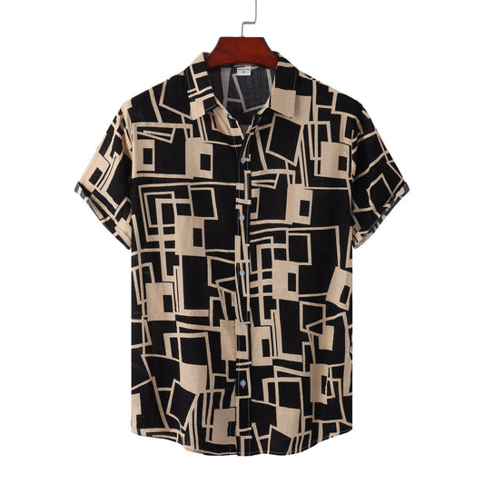 Chemise d'été ample rétro à manches courtes grande taille pour homme