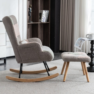 Rocking Accent Armchair With Ottoman With Footstool