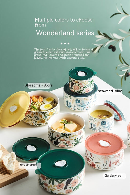 Portable box With Cover Ceramic Bowl