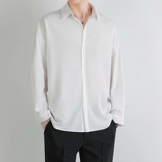 Men's Ice Silk Drape Long Sleeved Loose Casual Shirt