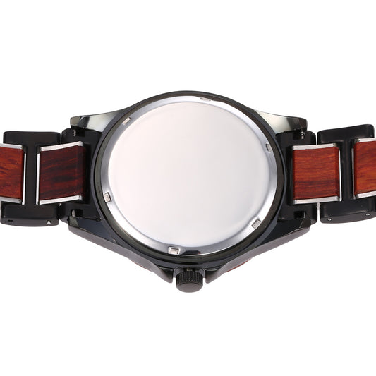 Men Quartz Sandalwood Watch Black