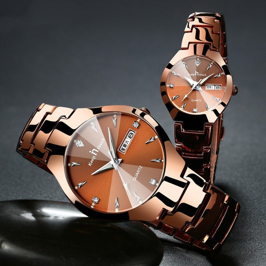 Luminous couple quartz watch